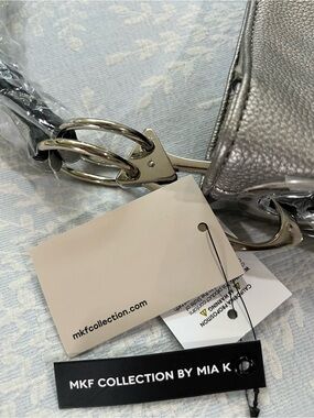 MKF Collection by Mia K. Silver Metallic Hobo Bag